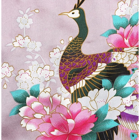 Kimono Long Robes Peacock and Blossoms Prints - Picture 5 of 6